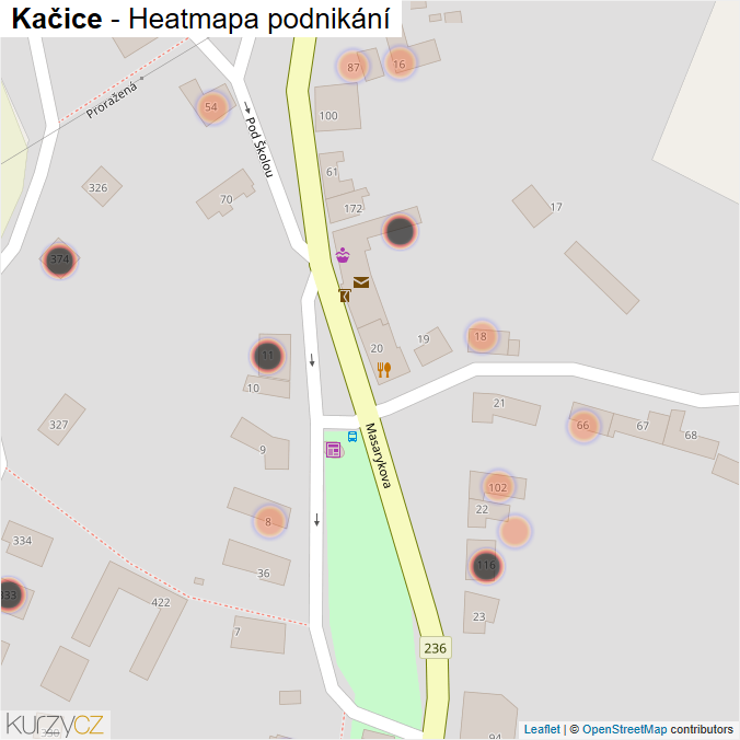 Mapa Kačice - Firmy v obci.