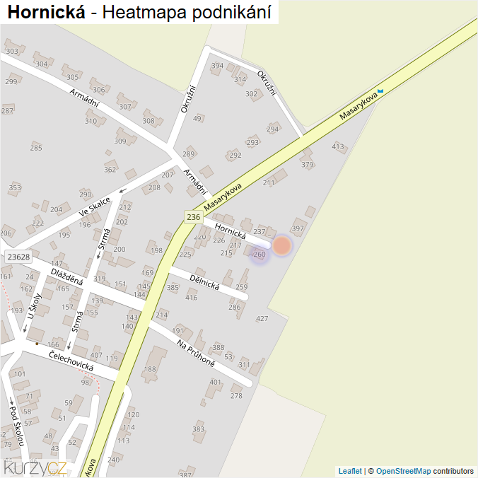 Mapa Hornická - Firmy v ulici.