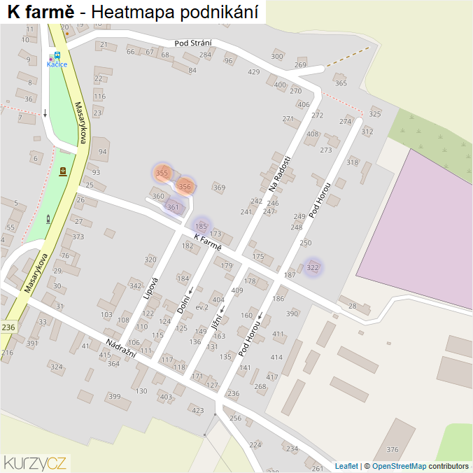 Mapa K farmě - Firmy v ulici.