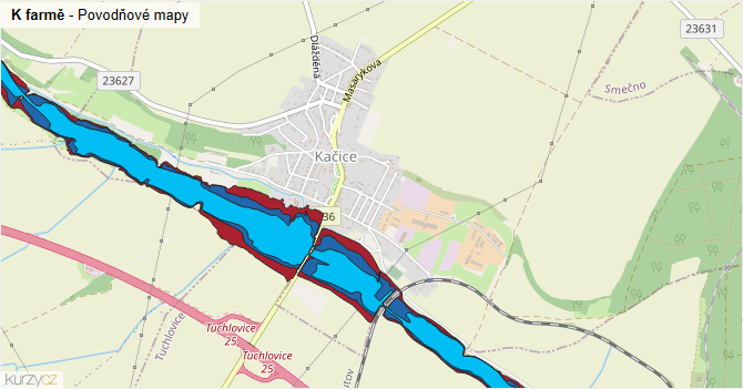K farmě - záplavové mapy stoleté vody