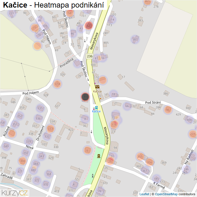 Mapa Kačice - Firmy v části obce.