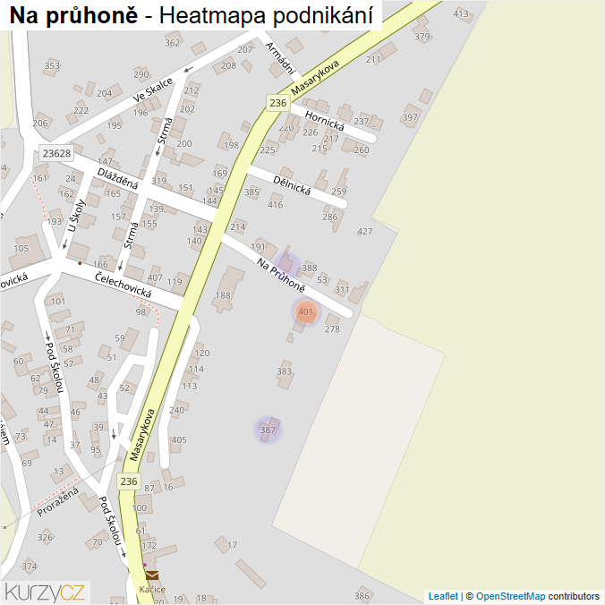 Mapa Na průhoně - Firmy v ulici.