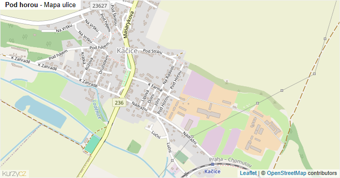 Pod horou - mapa ulice