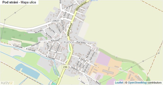 Pod strání - mapa ulice