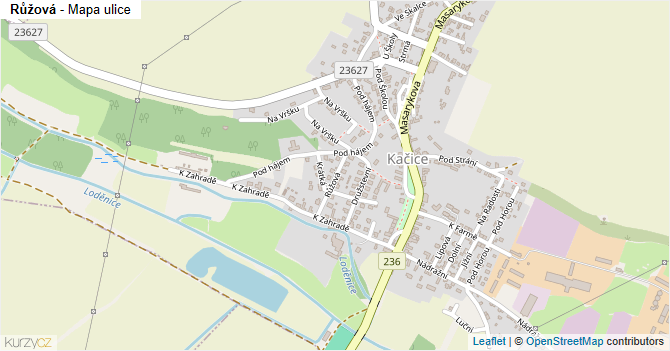 Růžová - mapa ulice