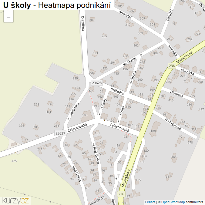 Mapa U školy - Firmy v ulici.
