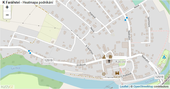 K Farářství - mapa podnikání