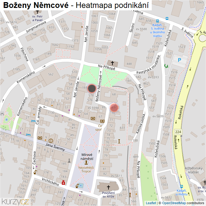 Mapa Boženy Němcové - Firmy v ulici.