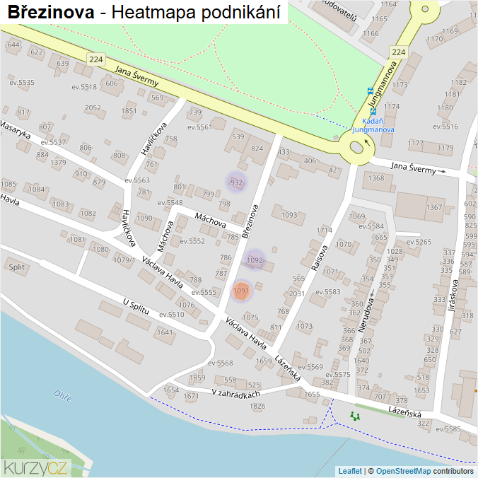 Mapa Březinova - Firmy v ulici.