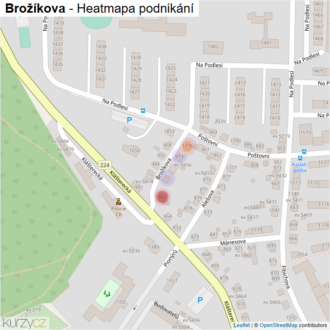 Mapa Brožíkova - Firmy v ulici.