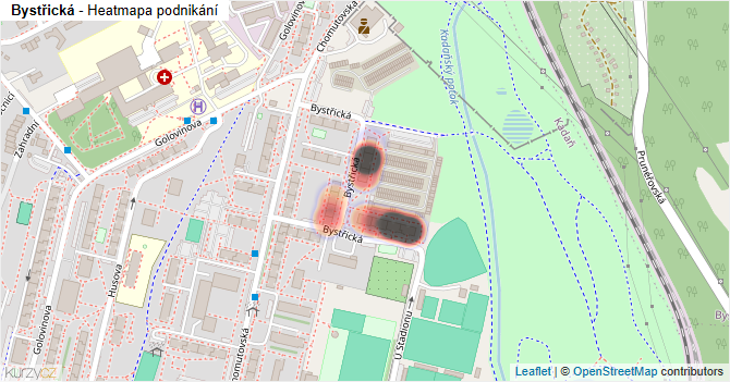 Bystřická - mapa podnikání