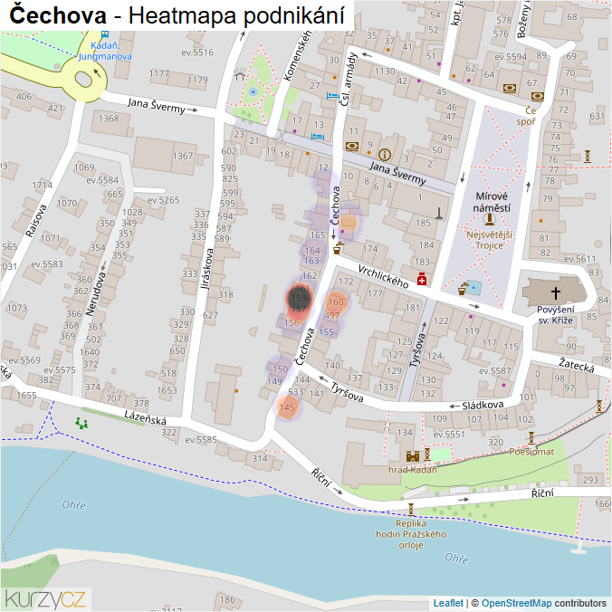 Mapa Čechova - Firmy v ulici.