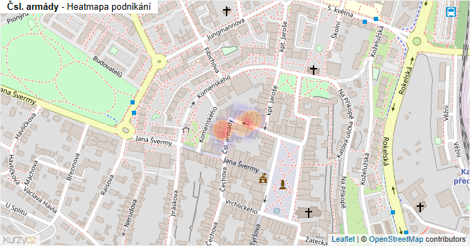 Čsl. armády - mapa podnikání