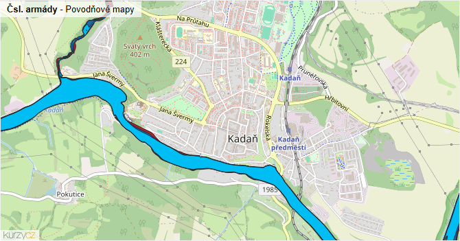 Čsl. armády - záplavové mapy stoleté vody