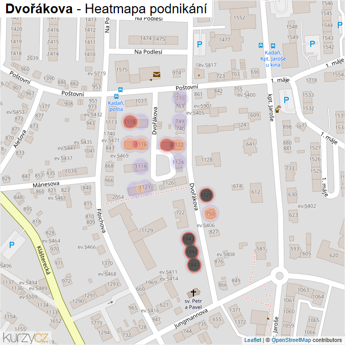 Mapa Dvořákova - Firmy v ulici.