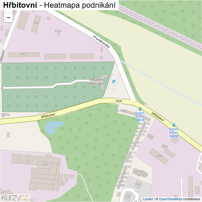 Mapa Hřbitovní - Firmy v ulici.