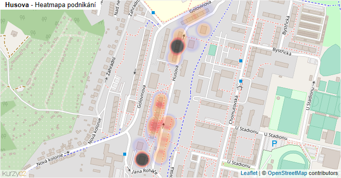 Husova - mapa podnikání