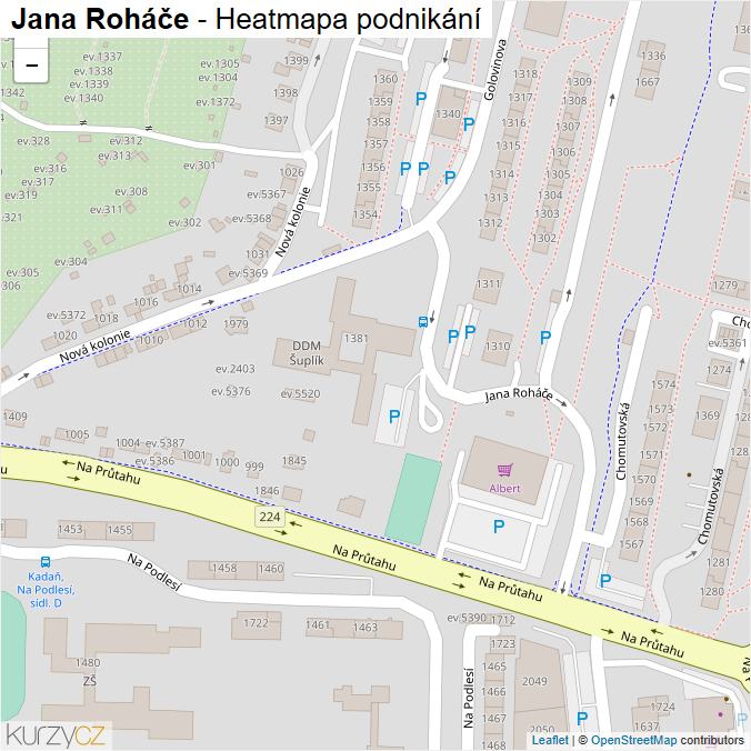 Mapa Jana Roháče - Firmy v ulici.