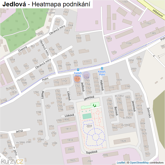 Mapa Jedlová - Firmy v ulici.