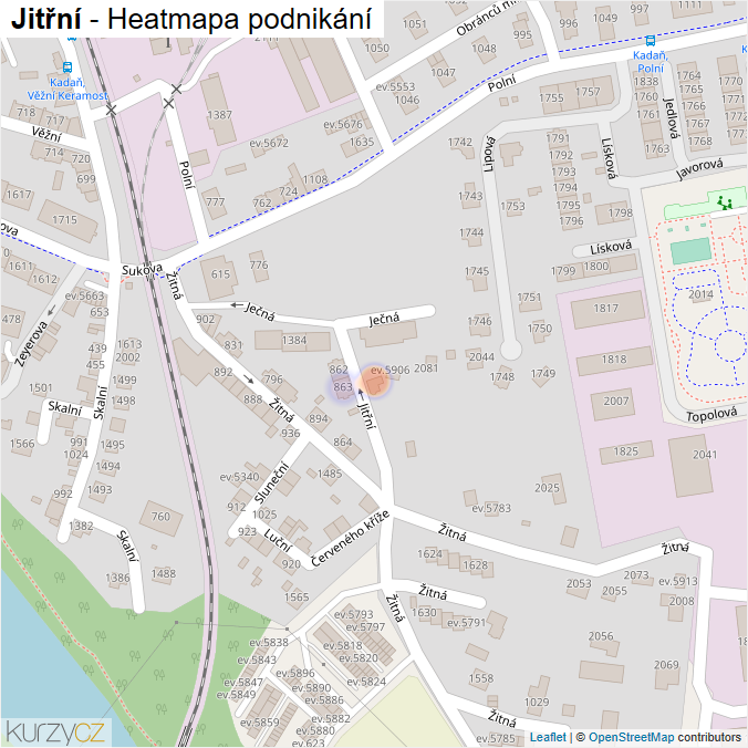 Mapa Jitřní - Firmy v ulici.