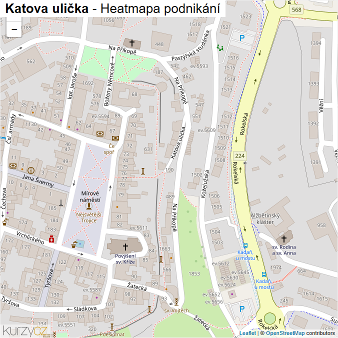 Mapa Katova ulička - Firmy v ulici.