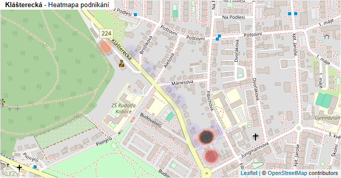 Klášterecká - mapa podnikání
