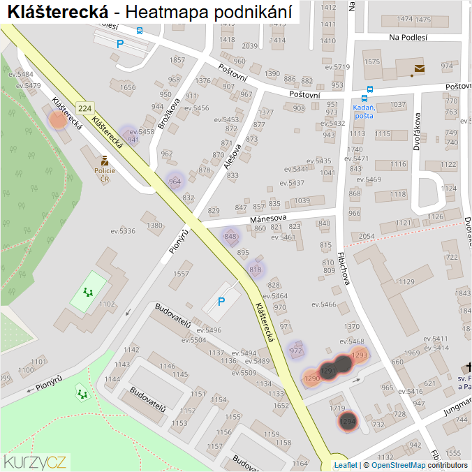 Mapa Klášterecká - Firmy v ulici.