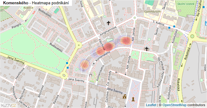 Komenského - mapa podnikání