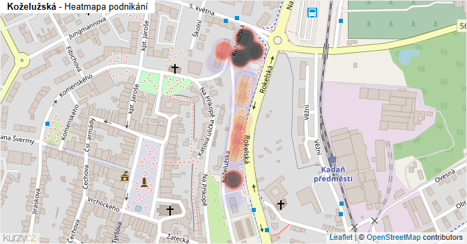 Koželužská - mapa podnikání