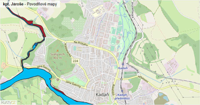 kpt. Jaroše - záplavové mapy stoleté vody