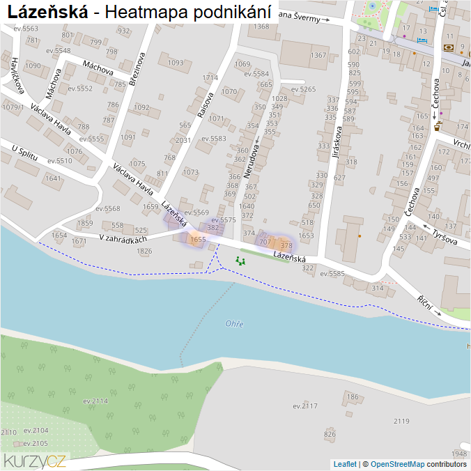 Mapa Lázeňská - Firmy v ulici.