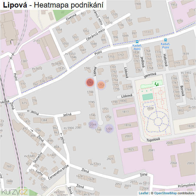 Mapa Lipová - Firmy v ulici.