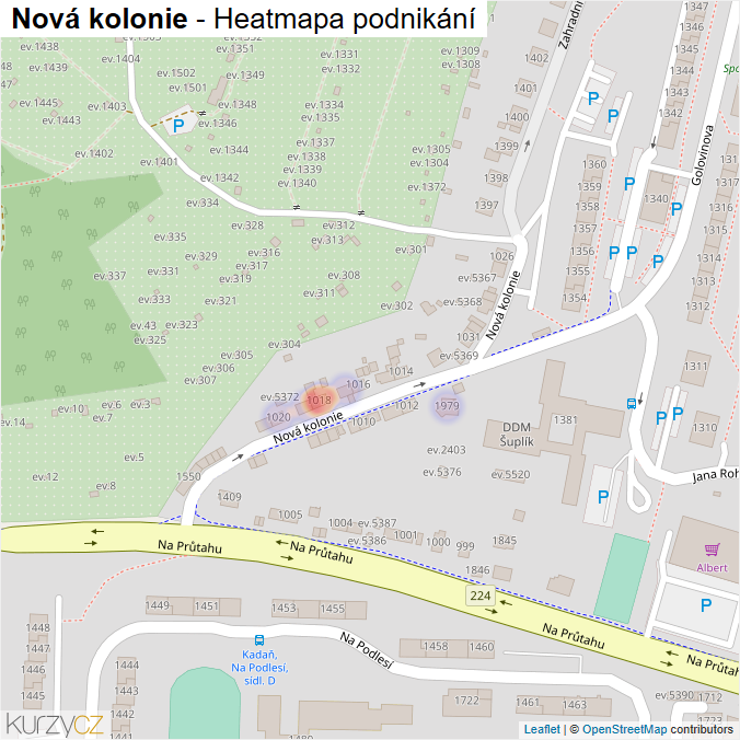 Mapa Nová kolonie - Firmy v ulici.