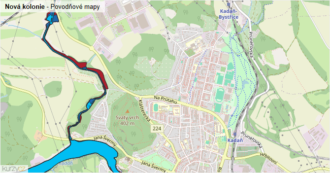 Nová kolonie - záplavové mapy stoleté vody
