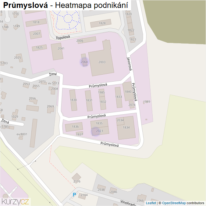 Mapa Průmyslová - Firmy v ulici.