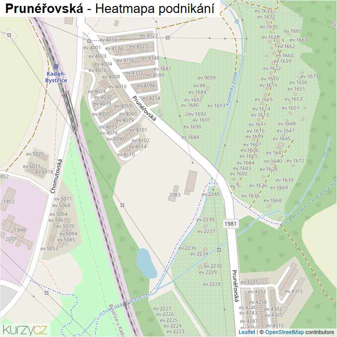 Mapa Prunéřovská - Firmy v ulici.