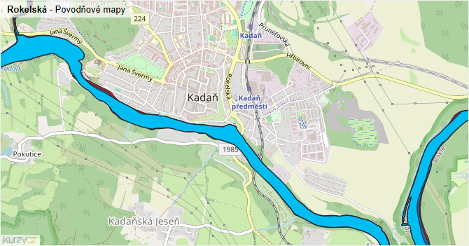 Rokelská - záplavové mapy stoleté vody