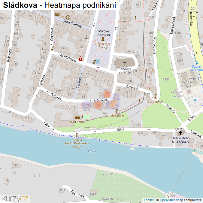 Mapa Sládkova - Firmy v ulici.