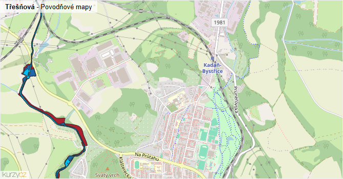 Třešňová - záplavové mapy stoleté vody