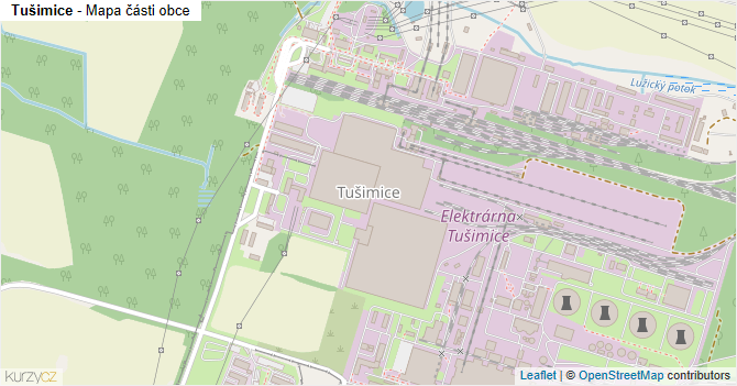 Tušimice - mapa části obce