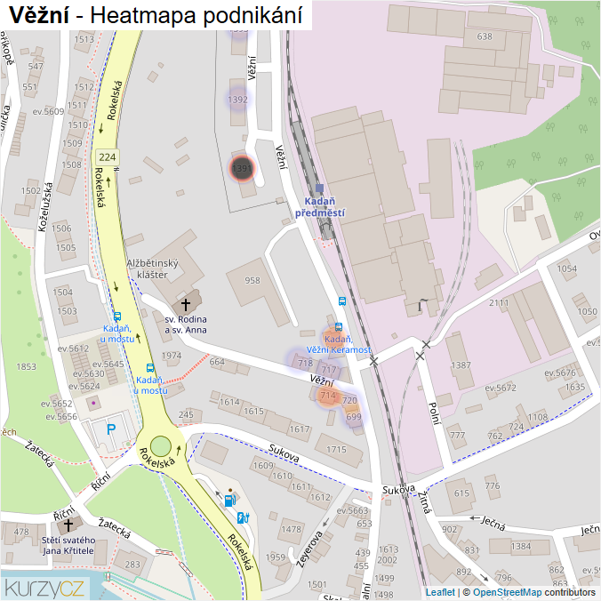 Mapa Věžní - Firmy v ulici.