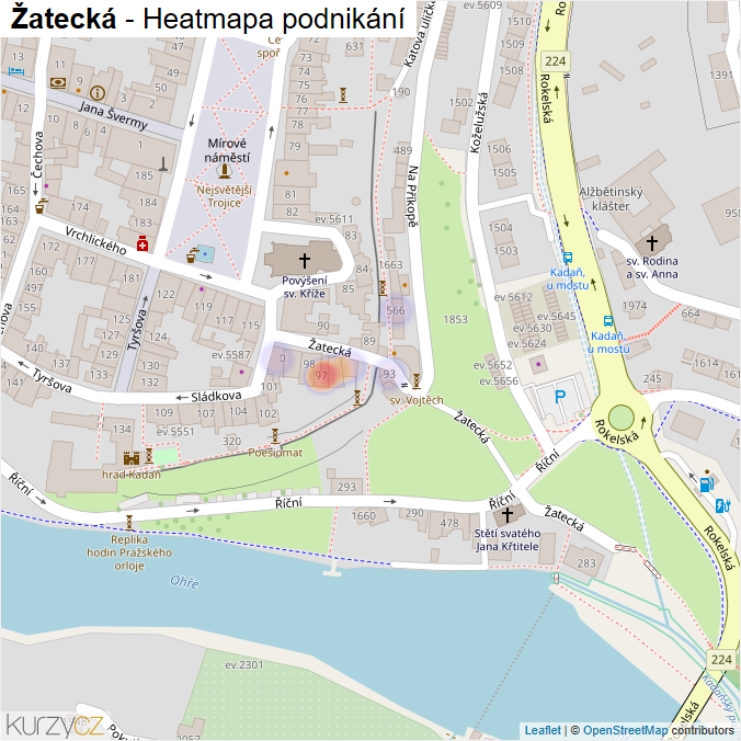 Mapa Žatecká - Firmy v ulici.