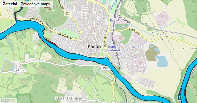 Žatecká - záplavové mapy stoleté vody