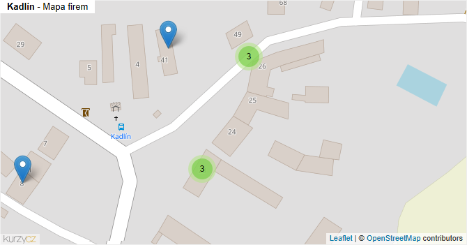 Kadlín - mapa firem