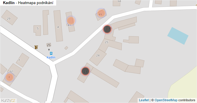 Kadlín - mapa podnikání