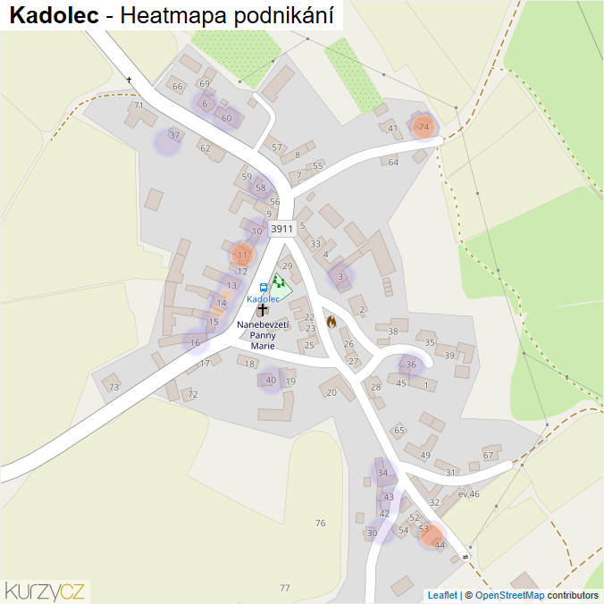 Mapa Kadolec - Firmy v části obce.