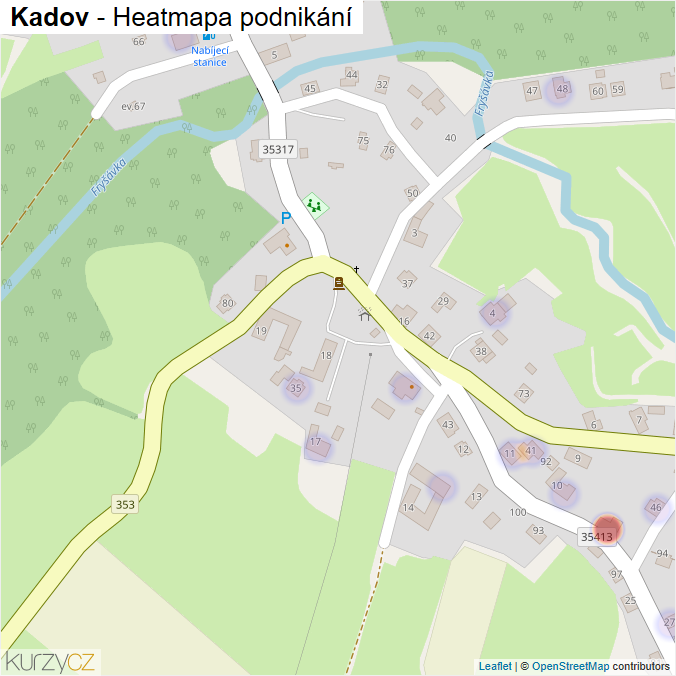 Mapa Kadov - Firmy v části obce.