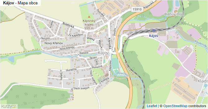 Kájov - mapa obce
