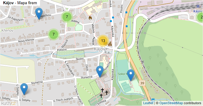Kájov - mapa firem