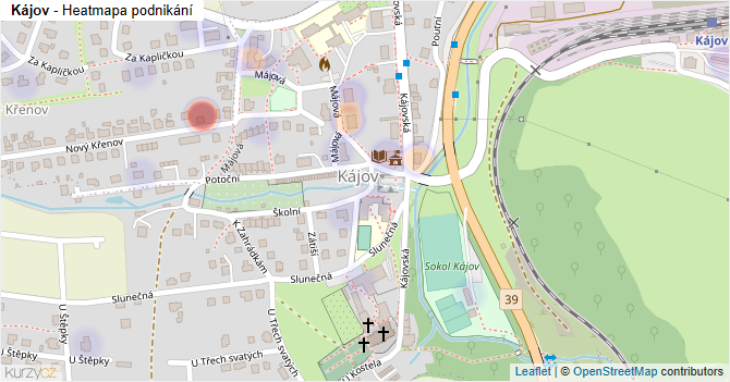 Kájov - mapa podnikání